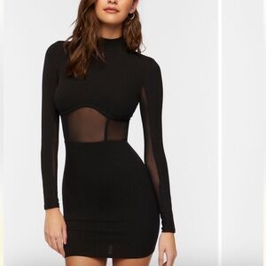Forever 21 | Black Sheer Panel Long Sleeve Dress